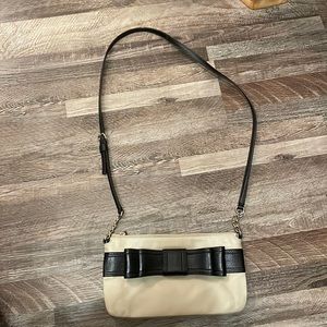 Leather Kate Spade Crossbody Bow Purse Tan Black